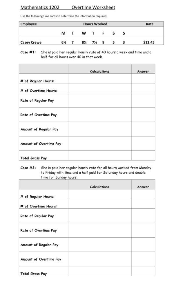 worksheet budget a printable Excel Overtime Worksheet Word, Templates PDF, 14