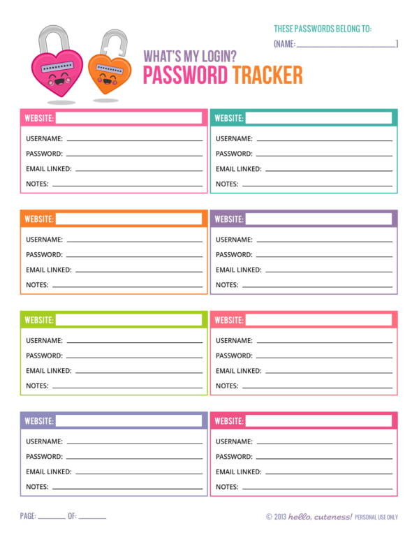 password tracker spreadsheet template 1