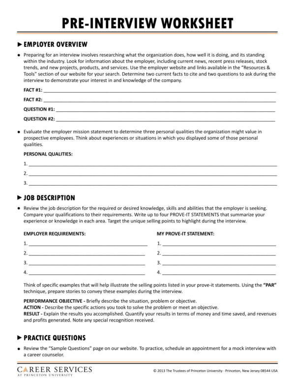 FREE 15+ Interview Worksheet Templates in PDF MS Word