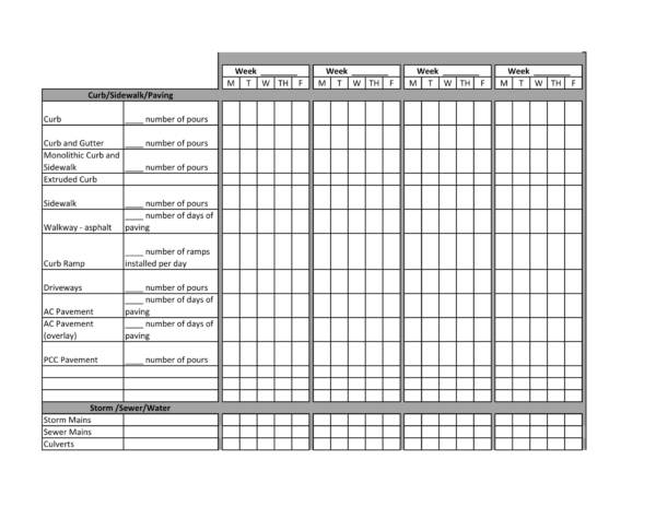 printable building schedule template 2