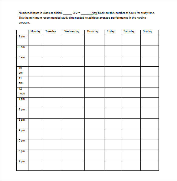 Nursing Schedule Template