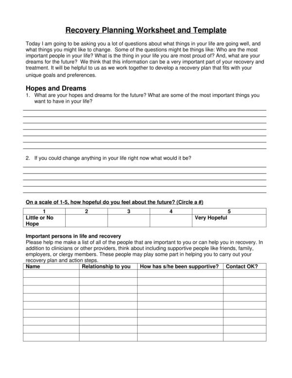 recovery planning worksheet and template 01