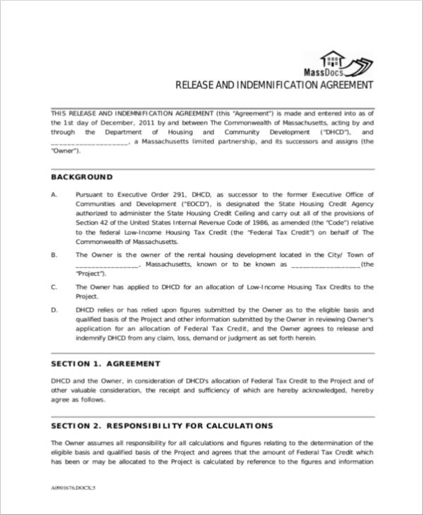 release indemnity agreement