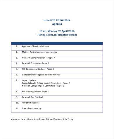 research committee agenda