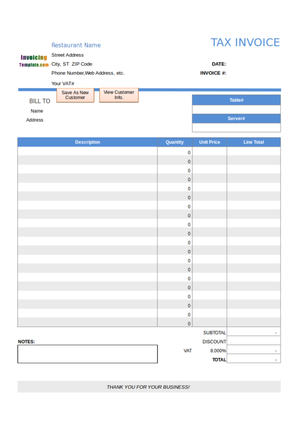 FREE 13  Restaurant Invoice Samples Templates in PDF MS Word Excel