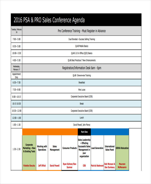 sales conference agenda