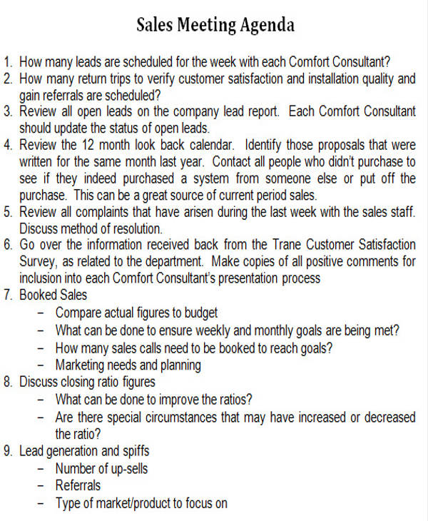 sales meeting agenda template in word