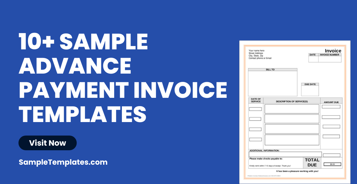 sample advance payment invoice templates