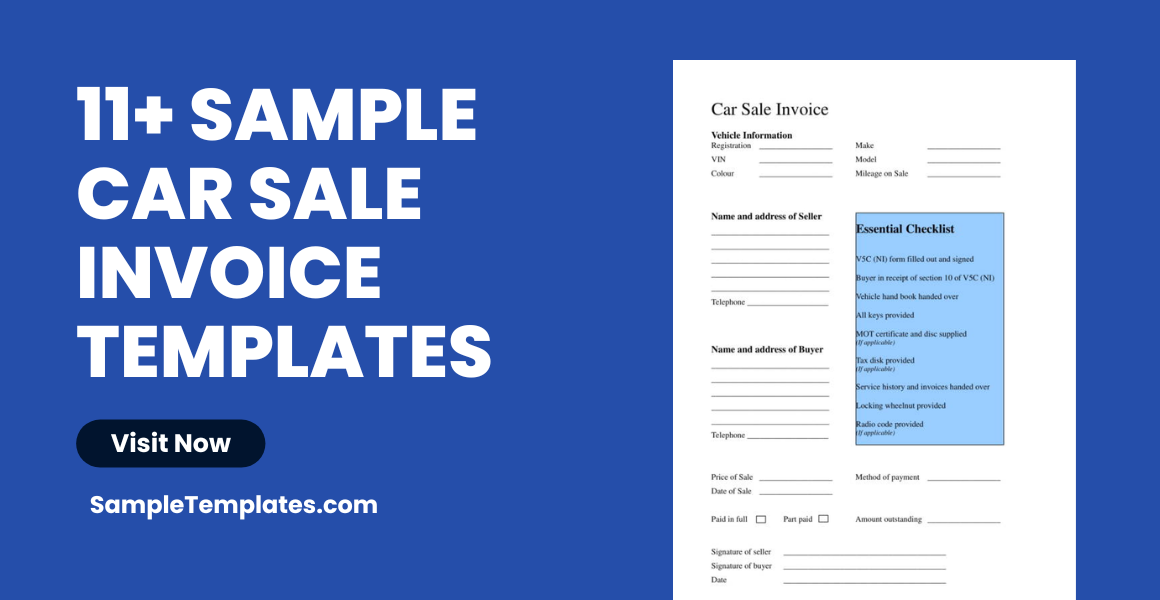 sample car sale invoice templates