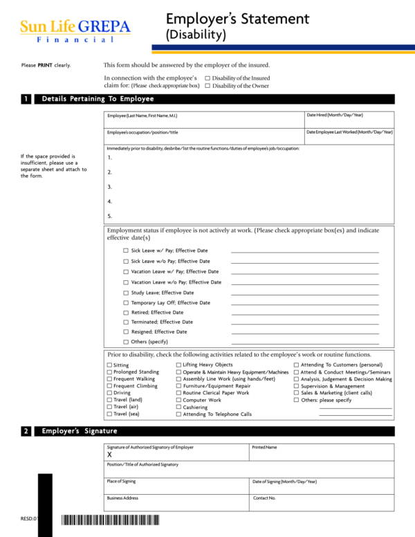 sample detailed employers statement template 1