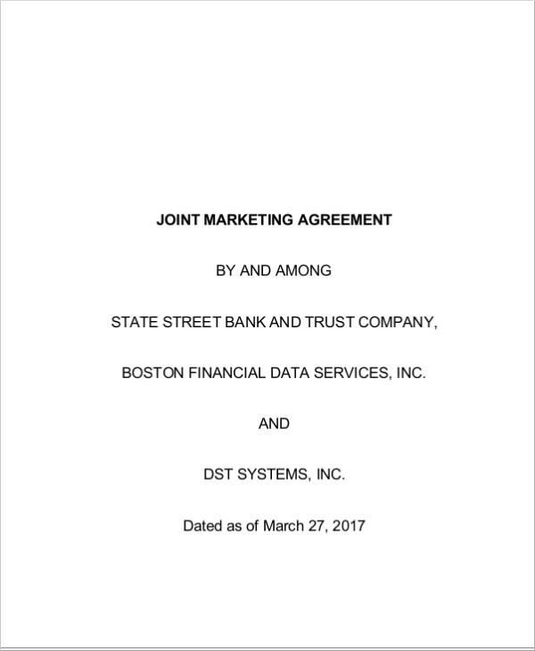 sample joint marketing agreement in pdf