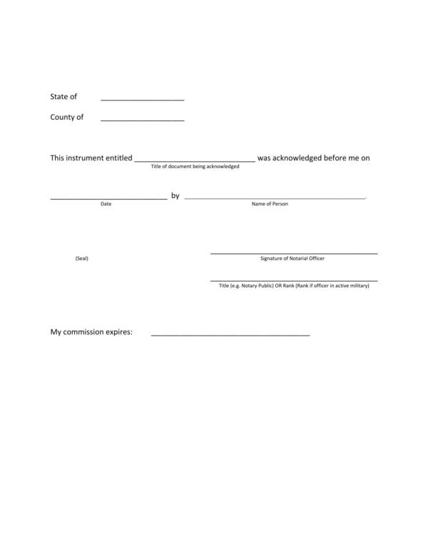 Printable Notary Certificate