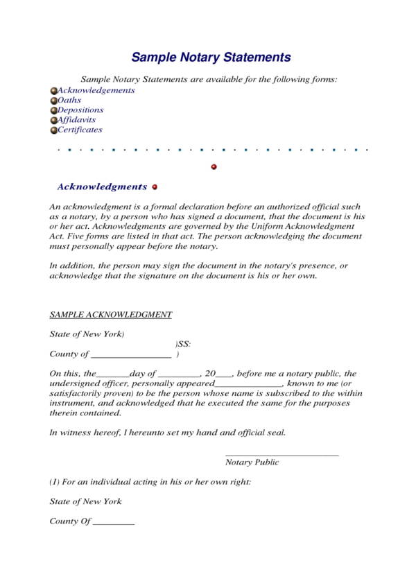 FREE 14 Notary Statement Samples Templates In PDF MS Word