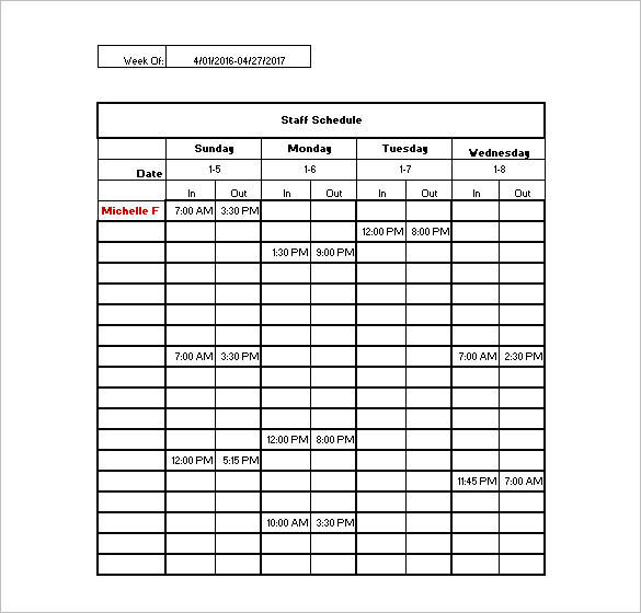 FREE 10 Nursing Schedule Samples Templates In PDF MS Word Excel