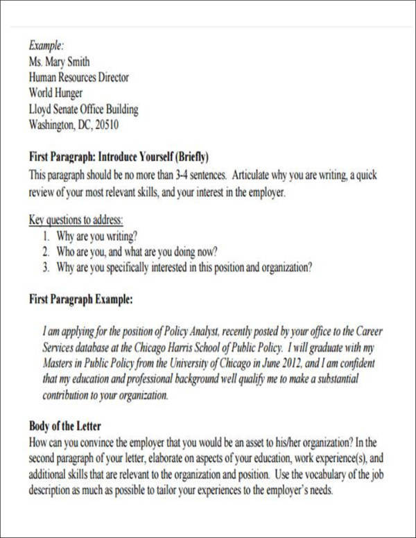 how to write an introduction for a job application