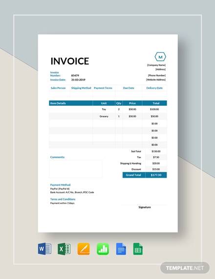 FREE 20  Small Business Invoice Templates in Google Docs Google