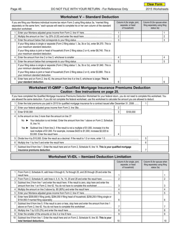standard income tax deducton worksheet 1