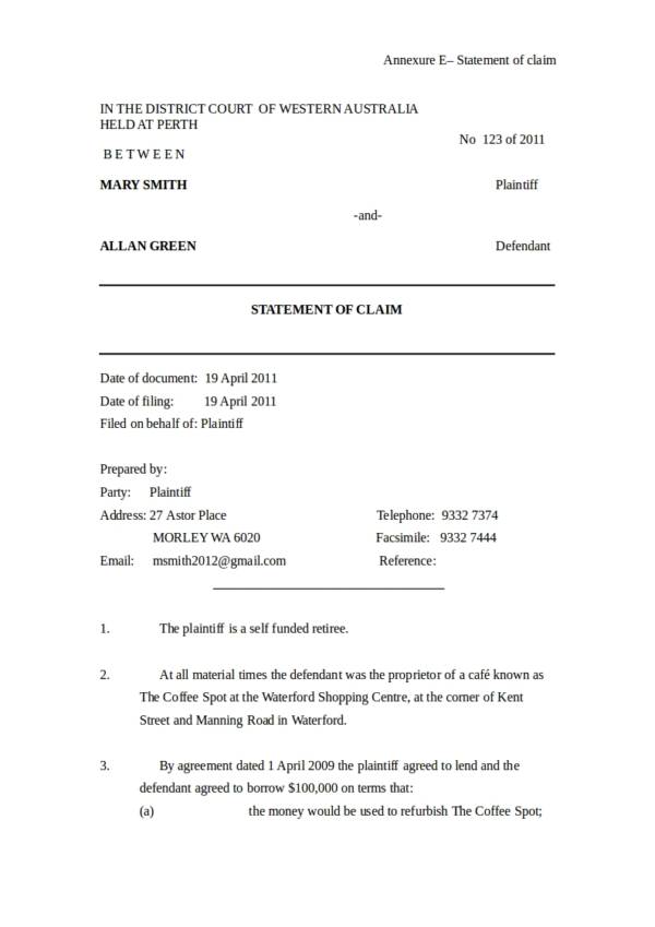 bill of particulars template