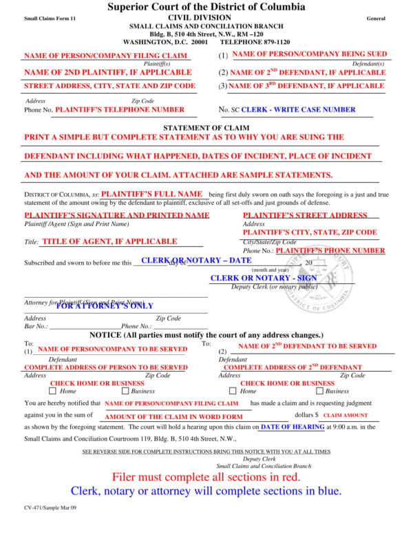 statement of claim with sample statements 1