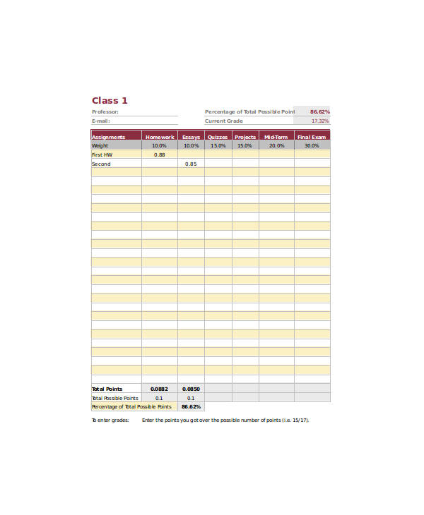 FREE 18+ Grading Worksheet Templates in PDF | MS Word | Excel