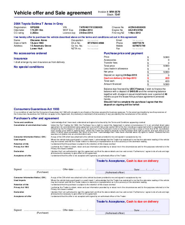 FREE 11+ Car Sale Invoice Templates in PDF MS Word Docs