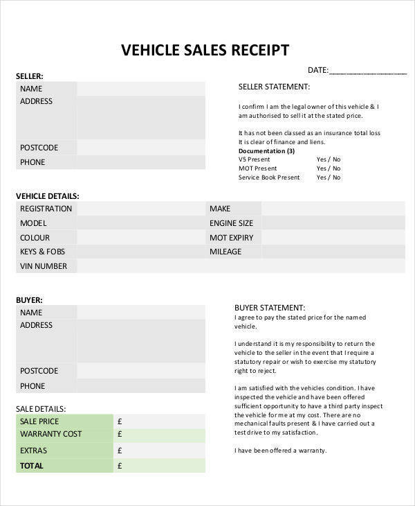 Car Sales Invoice Template Uk