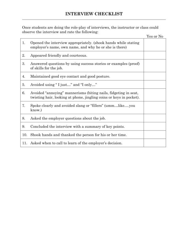 worksheet for a successful job interview 3