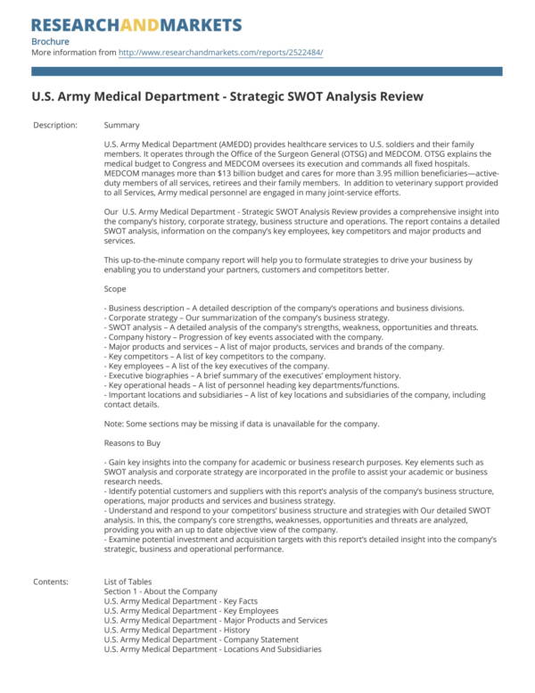 army healthcare swot analysis 1