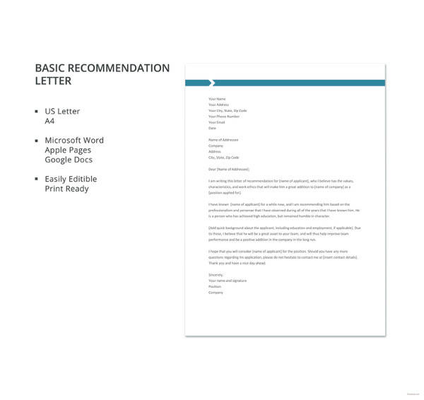 Copy Of A Reference Letter Free