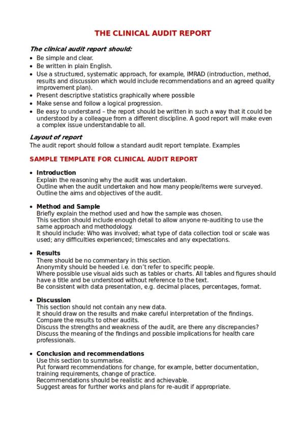 Free 11 Clinical Audit Report Templates In Pdf Ms Word