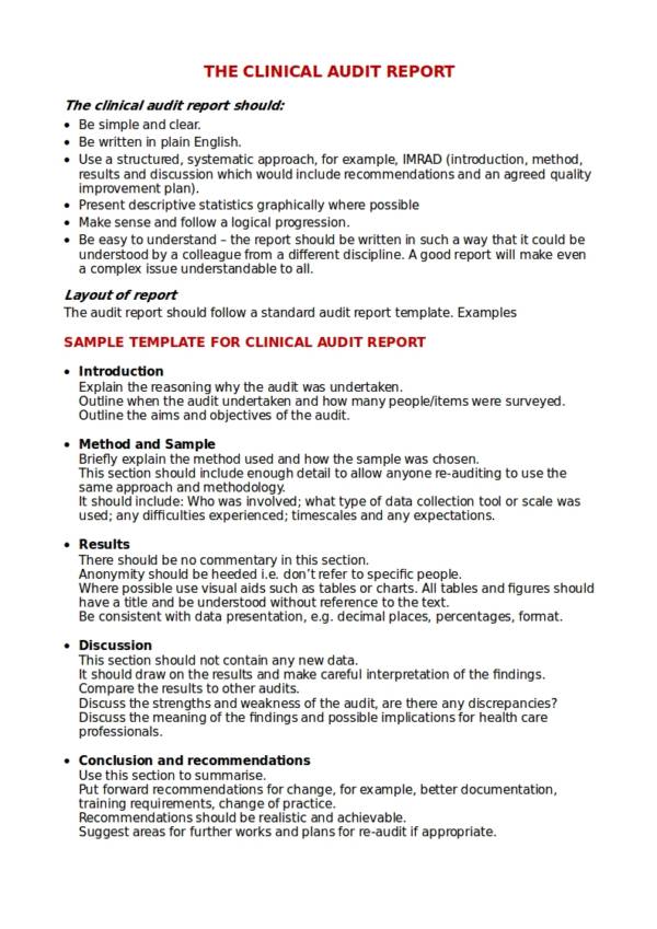 FREE 11+ Clinical Audit Report Templates in PDF MS Word