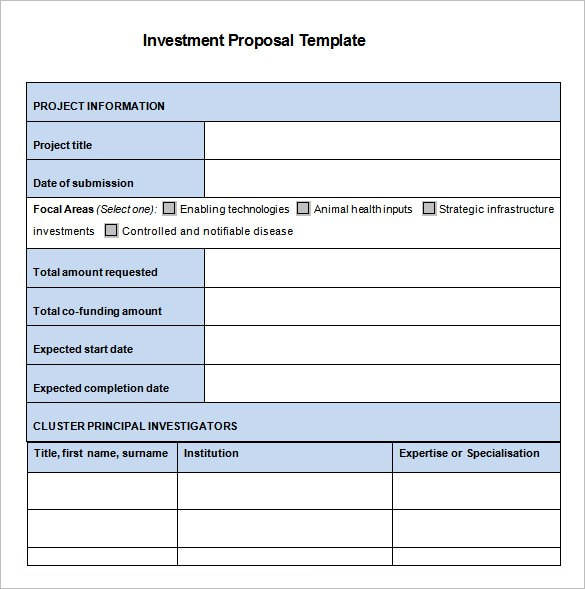 example investment proposal