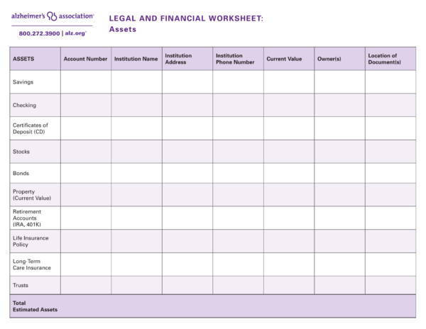 legal financial worksheet
