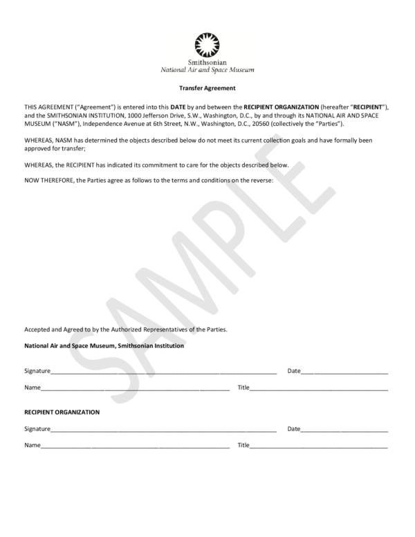 object transfer agreement sample template 001