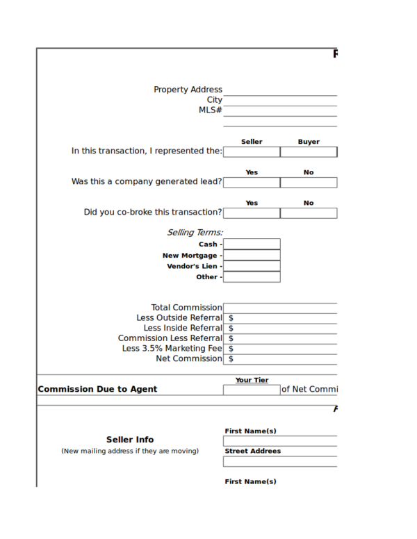 real estate invoice template for agent commission