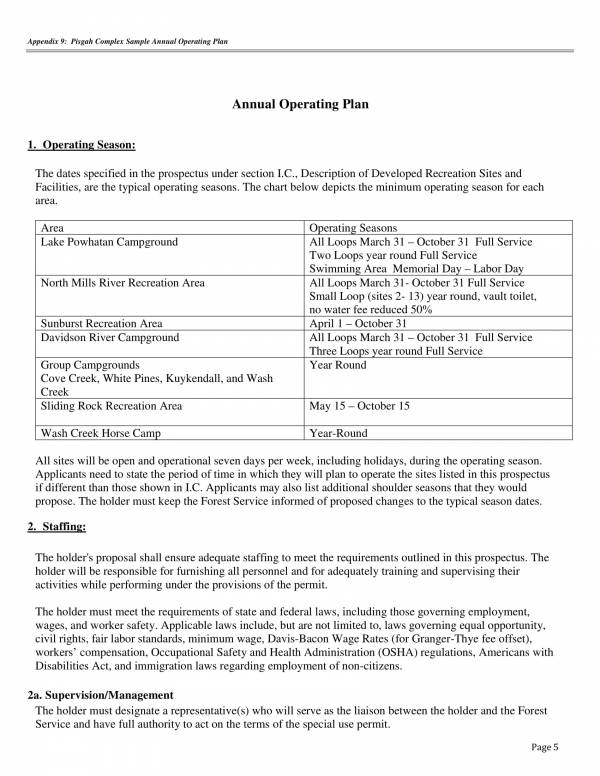 sample annual operating plan template 05