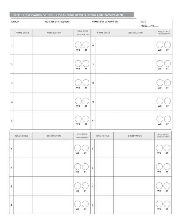 simple observation schedule template1