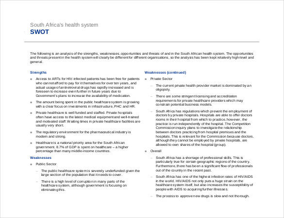 south swot analysis for africa’s health system