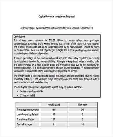 capital investment proposal template
