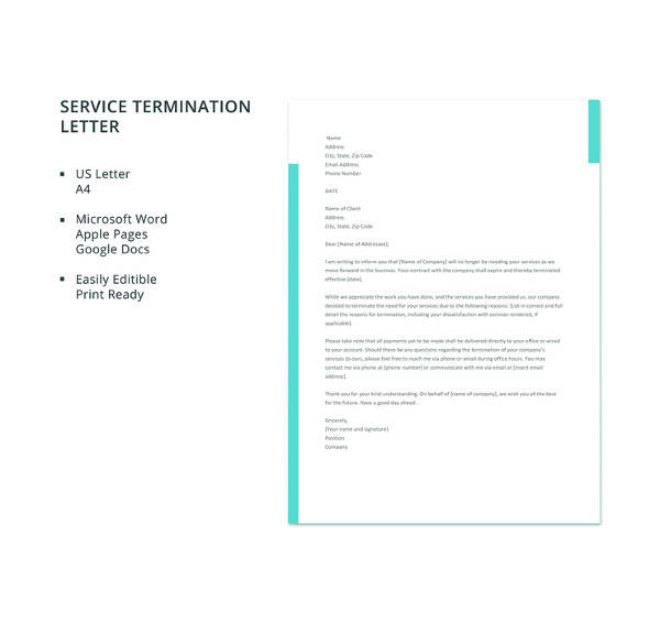 free service termination letter template