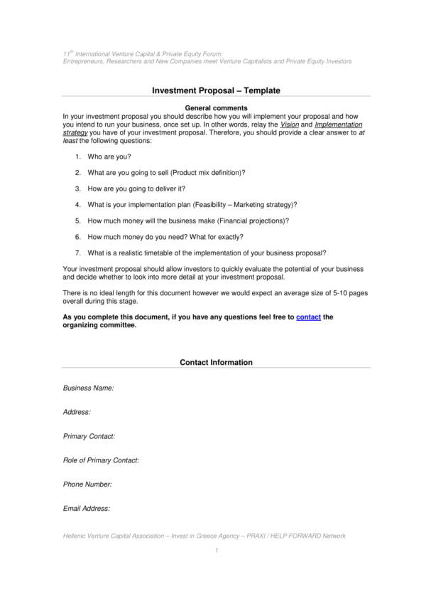 general investment proposal template 1