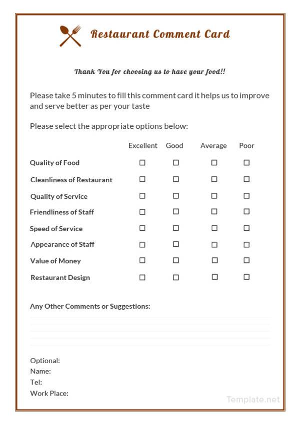 Comment Cards Template