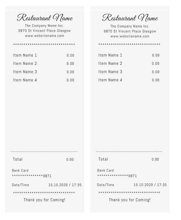 FREE 15 Restaurant Receipt Templates In Google Docs