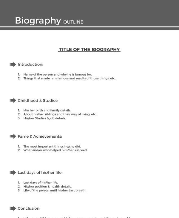 sample biography outline template