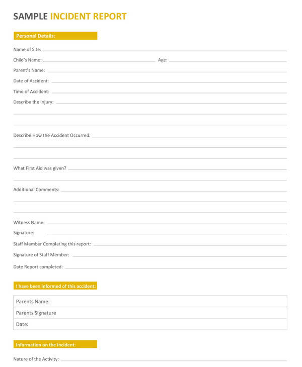 15+ Employee Incident Report Templates – PDF, Word, Pages | Sample ...