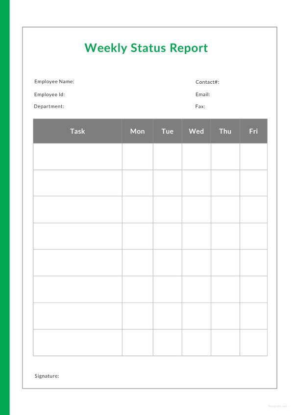 Weekly Status Report Template Excel