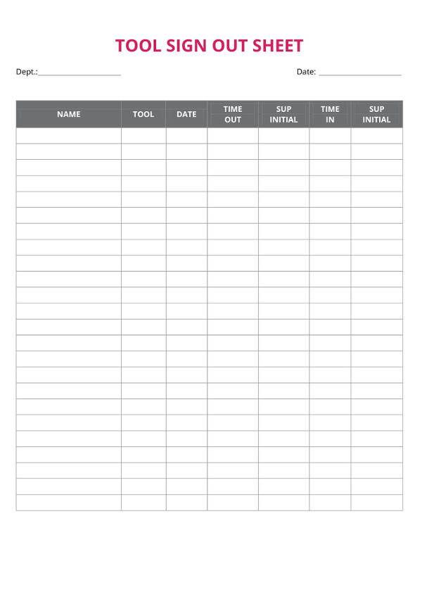 sign out sheet template