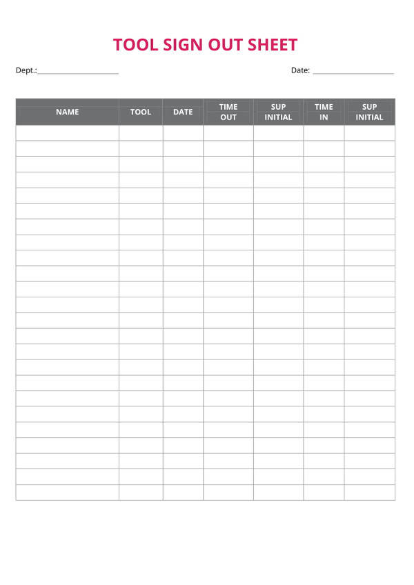 Excel Sign Out Sheet Template