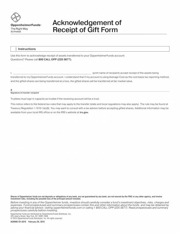 acknowledgement of receipt of gift 1