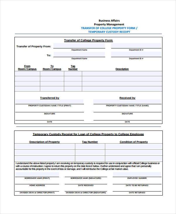 asset transfer receipt